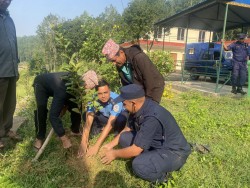 प्रहरी दिवसको अवसरमा चिसापानीको पशुपति मन्दिरमा वृक्षारोपण